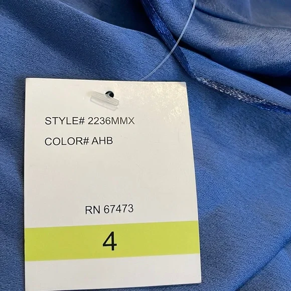 Just taylor satin silky blue scoop neck sleeveless formal dress sz 4 NWT - Picture 5 of 6